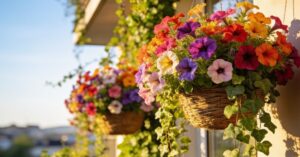 Kwiaty zwisające na balkon: jak wybrać rośliny do wiszących doniczek?