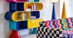 Styl memphis: design, mocne kolory i geometryczny kontrast we wnętrzu